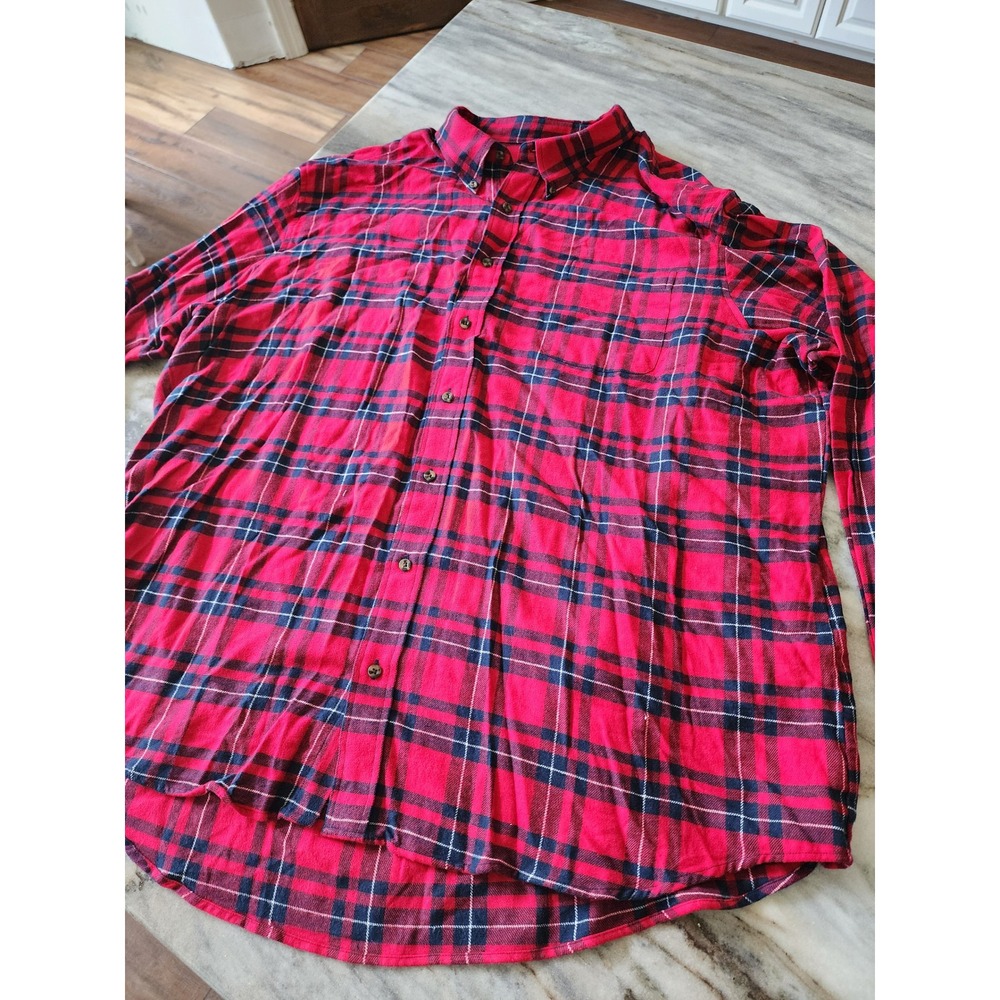 Saddlebred‎ Mens 3XLT Red Plaid Flannel Button Down Shirt Big Tall Long Sleeve